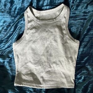 Grey XS High neck Crop Tank Top, Made of: Cotton, Polyester, Spandex